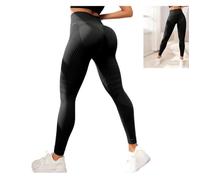 Leggings à Compression 3D - Femme - Noir - Anti-Cellulite - Taille Haute - Push-Up Noir#L L