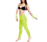 Leggings ajustés en microfibre stretch pour la danse, la natation, la gymnastique - Pour filles de 5 à 12 ans, jaune fluo, 11-12 ans