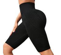 Leggings Anti Cellulite 3D Femme Shorts Court Original, Legging Anti-Cellulite à Compression 3 D, Minceur Taille Haute sans Couture, Pantalon de Sport Yoga Fitness Push-Up Sculptant (Noir, L)