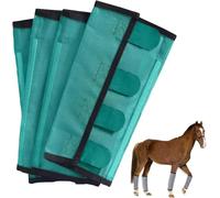 Leggings Anti-Mouches pour Chevaux en Maille Respirante, Leggings Confortables pour Poneys, GuêTres Shoofly pour Chevaux en Maille LéGèRe, Lot De 4 ProtèGe-Jambes pour PâTurage Ou éCurie,Green