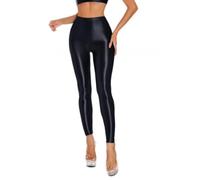 Leggings brillants pour femmes, Pantalons de yoga hauts taille effet modelant luisant, collants extensibles en spandex finish métallique 80 disco, pantalons ajustés longs pour danse nightclubs raves