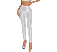 Leggings brillants pour femmes, Pantalons de yoga hauts taille effet modelant luisant, collants extensibles en spandex finish métallique 80 disco, pantalons ajustés longs pour danse nightclubs raves