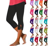Leggings Capri Femme 3/4 Pantalon de Sport Extensible Élégant avec Détail Découpe en Forme de Goutte à la Cheville Pantalon de Yoga Fitness Confortable pour l'Été Plage Pantacourt Femme
