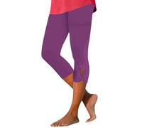 Leggings Capri Femme 3/4 Pantalon de Sport Extensible Élégant avec Détail Découpe en Forme de Goutte à la Cheville Pantalon de Yoga Fitness Confortable pour l'Été Plage Pantacourt Femme