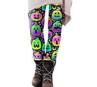 Leggings chauds d'Halloween pour femme - Doux - Tête de citrouille - Imprimé à rayures - Legging fin pour yoga, fitness, course à pied - Vêtements de maternité d'hiver, rose gold, L