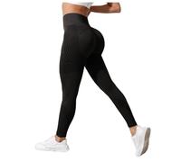 Leggings Contrôle Abdominal 3D AntiCellulite, Extensible Legging AntiCellulite à Compression Leggings Minceur Taille Haute sans Couture Yoga Confortable Simple Fitness Pantalon Sport (L)