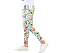 Leggings de longueur cheville pour filles avec motif fleuri, pantalon stretch classique, vert, 3-4 ans