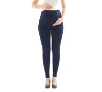Leggings de maternité Thermo Polaire intérieur Pantalon Long Coton umstand-Leggings - Bleu foncé, L