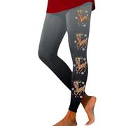 Leggings De Noël pour Femme Coton Legging Hiver Jeggings Motif Lutin Pantalons Femmes Taille Haute Grande Thermique Minceur Neige Fleur Élastique Mode Élégant Light Gris XXL