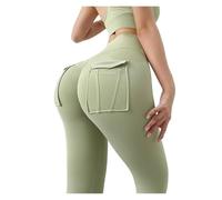 Leggings De Sport for Femmes, Pantalons De Yoga À Poches, Pantalons De Sport De Fitness Naked Feeling pour Le Sport et Le Yoga(Light Green,S)