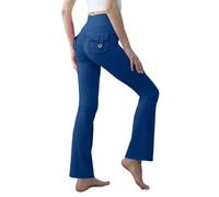 Leggings de sport pour femme 2026 - Taille haute - Pantalon de yoga avec hanches de pêche et léger évasé pour l'entraînement serré - Vêtements d'automne et d'hiver pour l'entraînement quotidien, bleu