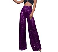 Leggings De Sudation Women's High Waisted Sequin Loose Drape Wide Leg Pants Fashion Casual Pants Legging Blanc Transparent (Purple-A, XXXXL)