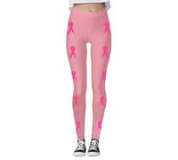 Leggings Décontractés avec Ruban Rose, prévention Cancer du Sein Imprimé sur Le Thème Legging Sport Femme Sensibilisation au Cancer du Sein Pantalon de Yoga Legging Bas de Yoga imprimé sur
