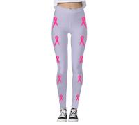 Leggings Décontractés avec Ruban Rose, prévention Cancer du Sein Imprimé sur Le Thème Legging Sport Femme Sensibilisation au Cancer du Sein Pantalon de Yoga Legging Bas de Yoga imprimé sur