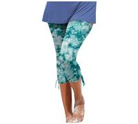 Leggings d'été 2026 pour femmes, style décontracté, style villégial, pantalon court avec cordon de serrage, Vert, M