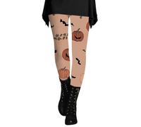 Leggings d'halloween Femme Yoga, Pantalon De Yoga Contrôle du Ventre Taille Haute Survêtement Imprimé Citrouille Pants Longue sans Couture pour Femmes Doux Automne Hiver Fitness