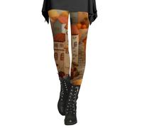 Leggings d'halloween pour Femme Gym, Pantalon De Yoga sans Couture Taille Élastique Costume Imprimé Citrouille Pants Anti-Cellulite pour Femmes Mode Respirant Fitness