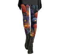 Leggings d'halloween pour Femme Gym, Pantalon De Yoga sans Couture Taille Élastique Costume Imprimé Citrouille Pants Anti-Cellulite pour Femmes Mode Respirant Fitness