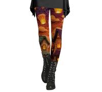 Leggings d'halloween pour Femme Gym, Pantalon De Yoga sans Couture Taille Élastique Costume Imprimé Citrouille Pants Anti-Cellulite pour Femmes Mode Respirant Fitness
