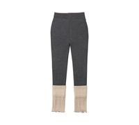 Leggings doublés en polaire épaisse pour filles - Poignets en tricot torsadé gris - Chaussettes chaudes - Pantalon doux et extensible (gris, 5 à 6 ans)