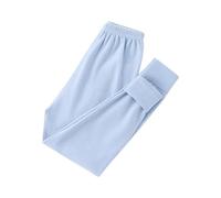 Leggings doublés en polaire pour filles - Collant de jogging - Pantalon de jogging pour enfants - Taille haute - Droit - Hiver - Chaud - Uni - Yoga - Danse, bleu clair, 4-5 ans