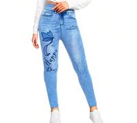 Leggings effet jean décontractés à la mode pour femmes avec imprimé papillon, tissu hautement extensible, convenant pour la fitness, l'exercice, les squats, l'activation des fesses, le yoga, les activ