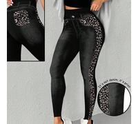 Leggings en jean imprimé léopard pour femmes, style long, convient pour l'été L,M,S,XL,XSMotif texturéPolyester