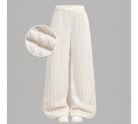 Leggings épais doublés thermiques à texture blanche réversible pour les préadolescentes, polyvalents pour le port à la maison, automne/hiver 8Y,9Y,10Y,11Y,12YUnicoloreFlanelle