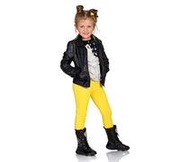 Leggings épais en coton Futuro Fashion - Pour filles de 2 à 13 ans - Couleur unie - Longueur complète - Chauds - Jaune - 158 cm