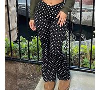 Leggings évasés à taille haute avec motif à pois et design croisé pour femmes grande taille, convient pour l'automne/l'hiver 0XL,1XL,2XL,3XL,4XLImprimés aléatoiresTissu tricoté