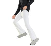 Leggings évasés extensibles pour adolescentes et filles, pantalon de yoga taille haute tendance, bas cloche uni, doux, respirant, collant patchwork mignon et tendance, blanc, 18-24 mois
