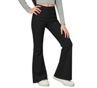 Leggings Évasés pour Filles Coton Côtelé Legging Sports Confortable Collants Flare Pantalon Longs Doux Respirant Ceinture élastique Vêtements Couleur Unie pour Enfants