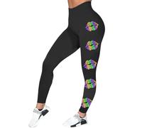 Leggings Fantaisie Femme, Legging Disco Femme Pantalon Femme pour Les Fetes Legging Paillette Leggings Femme Léopard Costume Annee 80 Femme Tenues de Sport Legging Brillant Jaune