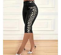 Leggings femme à effet jean et imprimé léopard, confortables et L,M,S,XLImprimé léopard,Motif texturéTissu tricoté