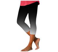 Leggings Femme Coton 3/4, Confortable Taille Haute Coton Pantacourt Été Opaque Legging Souple Yoga Sport Corsaire Extensible Running 3/4 Leggings