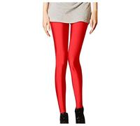 Leggings Femme Grande Taille Brillants Pantalon Slim Eclatant Mode Confortable Elastique Tendance Mince Coupe Base Skinny (Watermelon Red, One Size)