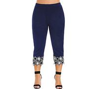Leggings Femme Grande Taille Sport Overdose Été Solde Pantalon Jogging Taille Haute Sport Slim Fitness Stretch Trousers Sportwear (46, A-Bleu)
