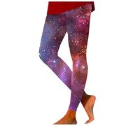 Leggings Femme Imprimé Galaxie Pantalon de Sport Taille Haute Grande Taille Confortables et Moulants Legging Slim Fit Leggings Opaque Fitness Course Collants Compression (Orange-3, S)
