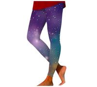 Leggings Femme Imprimé Galaxie Pantalon de Sport Taille Haute Grande Taille Confortables et Moulants Legging Slim Fit Leggings Opaque Fitness Course Collants Compression (Light Purple-3, S)