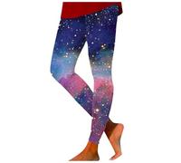 Leggings Femme Imprimé Galaxie Pantalon de Sport Taille Haute Grande Taille Confortables et Moulants Legging Slim Fit Leggings Opaque Fitness Course Collants Compression (Dark Blue-3, S)