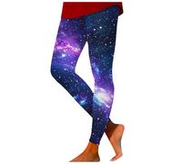 Leggings Femme Imprimé Galaxie Pantalon de Sport Taille Haute Grande Taille Confortables et Moulants Legging Slim Fit Leggings Opaque Fitness Course Collants Compression (Dark Purple-3, S)
