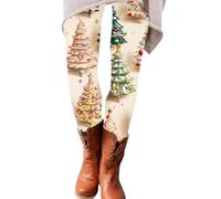 Leggings Femme Legging Legging Anti Cellulite Femme pour Les Fêtes Devant La Cheminée Imprimé Taille Haute Design Opaque Au Squat Performance Athlétique Saison Festive Hiver