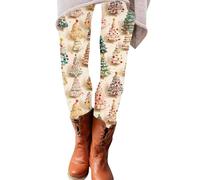 Leggings Femme Legging Legging Anti Cellulite Femme pour Les Fêtes Devant La Cheminée Imprimé Taille Haute Design Opaque Au Squat Performance Sportive Optimale Saison Festive Élégante