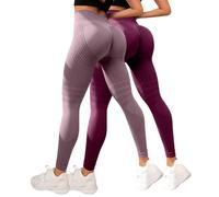 Leggings Femme Push up 2PC Leonie & Co Leggings 3D Anti Cellulite Femme Compression Minceur Taille Haute sans Couture Pantalon de Sport Yoga Fitness Sculptant Push-up Legging Anti-Cellulite