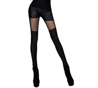 Leggings Femme Simili Cuir Gothique empiècements Transparents élastique Noir Transparence Taille Unique Leggins Sexy Alternatif Mode Punk Fashion