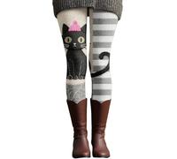 Leggings Femme Taille Haute Slim Leggings Pantalons De Yoga Imprimés Motif Chat Collant Élastique Et Confortable Doux Léger Tendance pour Automne Et Hiver S