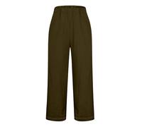 Leggings Fille and Summer Casual Cotton and Linen Long Pants Jean Vert Émeraude (JN, XXL)