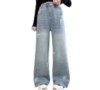 Leggings Fille Pantalon en jean décontracté pour filles,jambes droites et larges,idéal pour les grandes enfants et les jeunes filles,parfait l'automne le quotidien.Confortable à porter au quotidien.