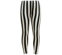 Leggings Filles Enfants Noir Et Blanc Rayures Verticales Mode 7-13 Ans