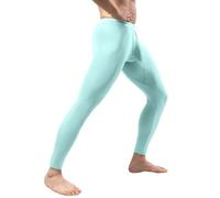 Leggings Hommes Longs Sport Sous-Vêtement avec Poche pour Hommes Collant de Sport Couche de Base Pyjama Thermique Homme Uni Respirant Pantalon d’Entraînement Chaud Legging Fitness, bleu, M